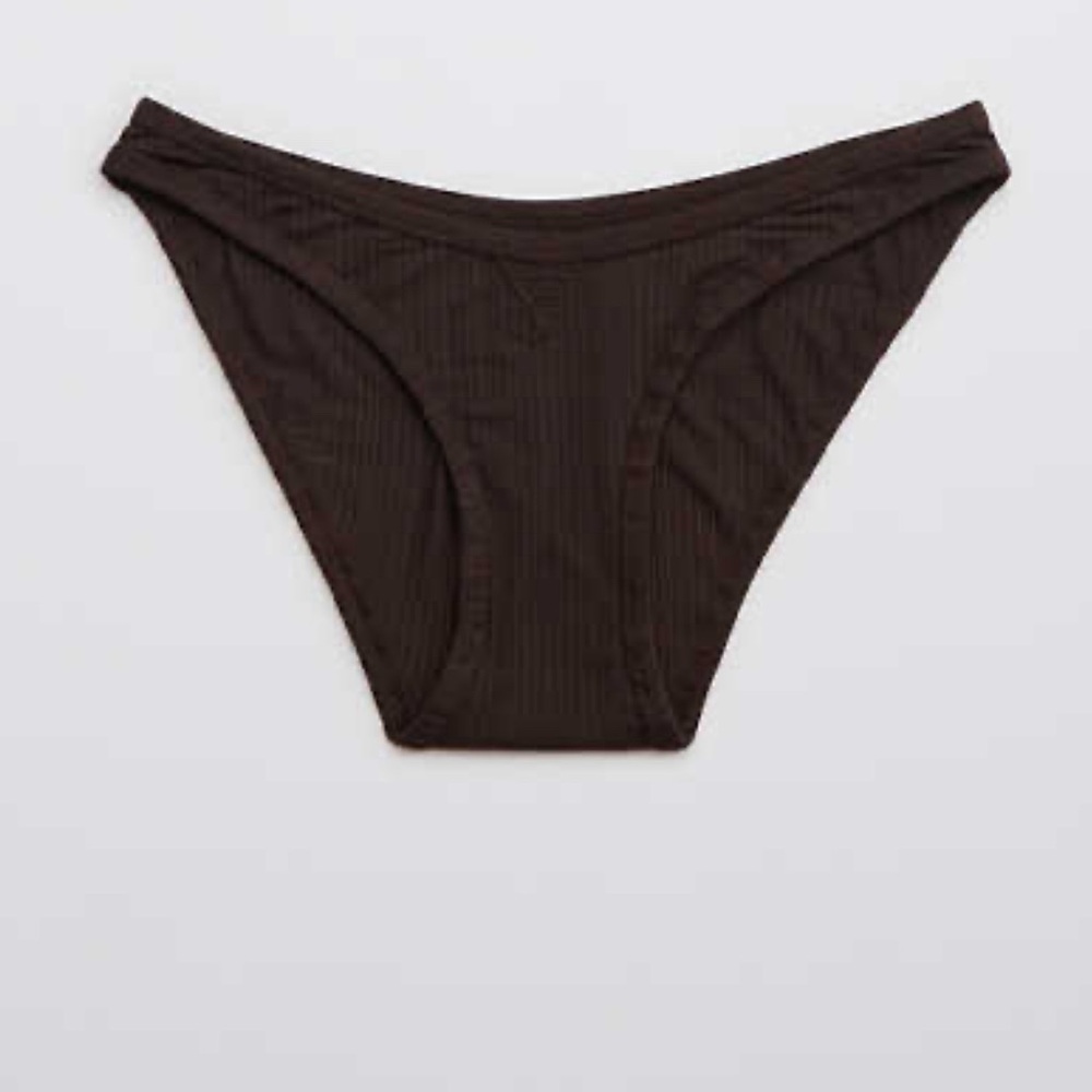 Sz L aerie ladiesribbed high cut  bikini underwear black new with tag never worn